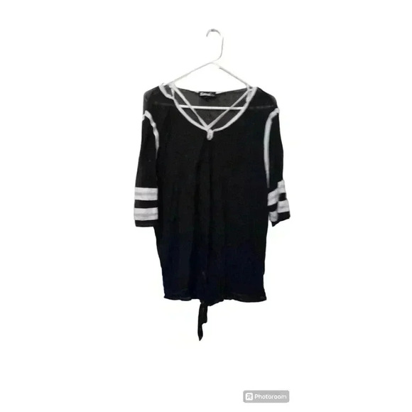 Ladies Plus Size Sheer Black Shirt by Sauci - Picture 2 of 5